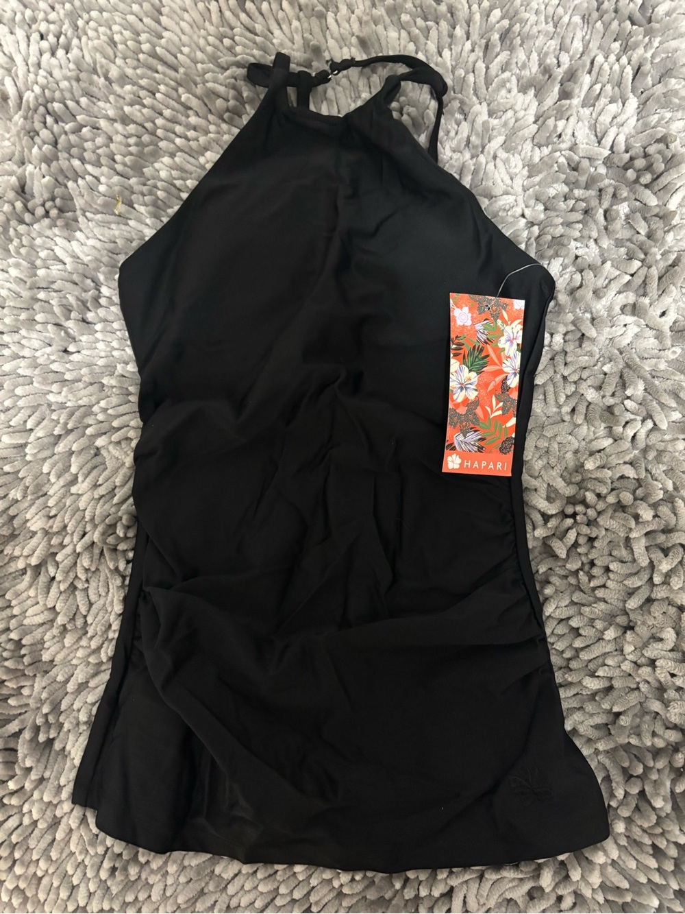 Hapari Black High-Neck Halter Tankini